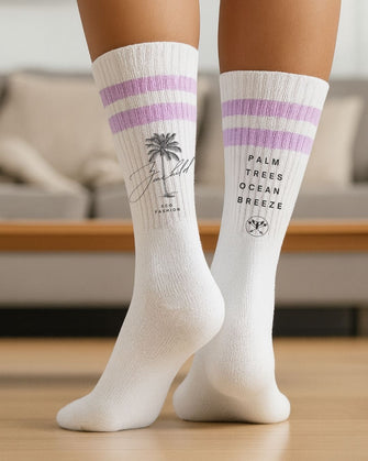 Palm Breeze - Sportsocken gestreift in flieder - weiß