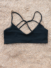 Cord bikini top yoga black - crossed at the back - recycled - Zeachild - fair - bio - vegan - organic - environmentally friendly