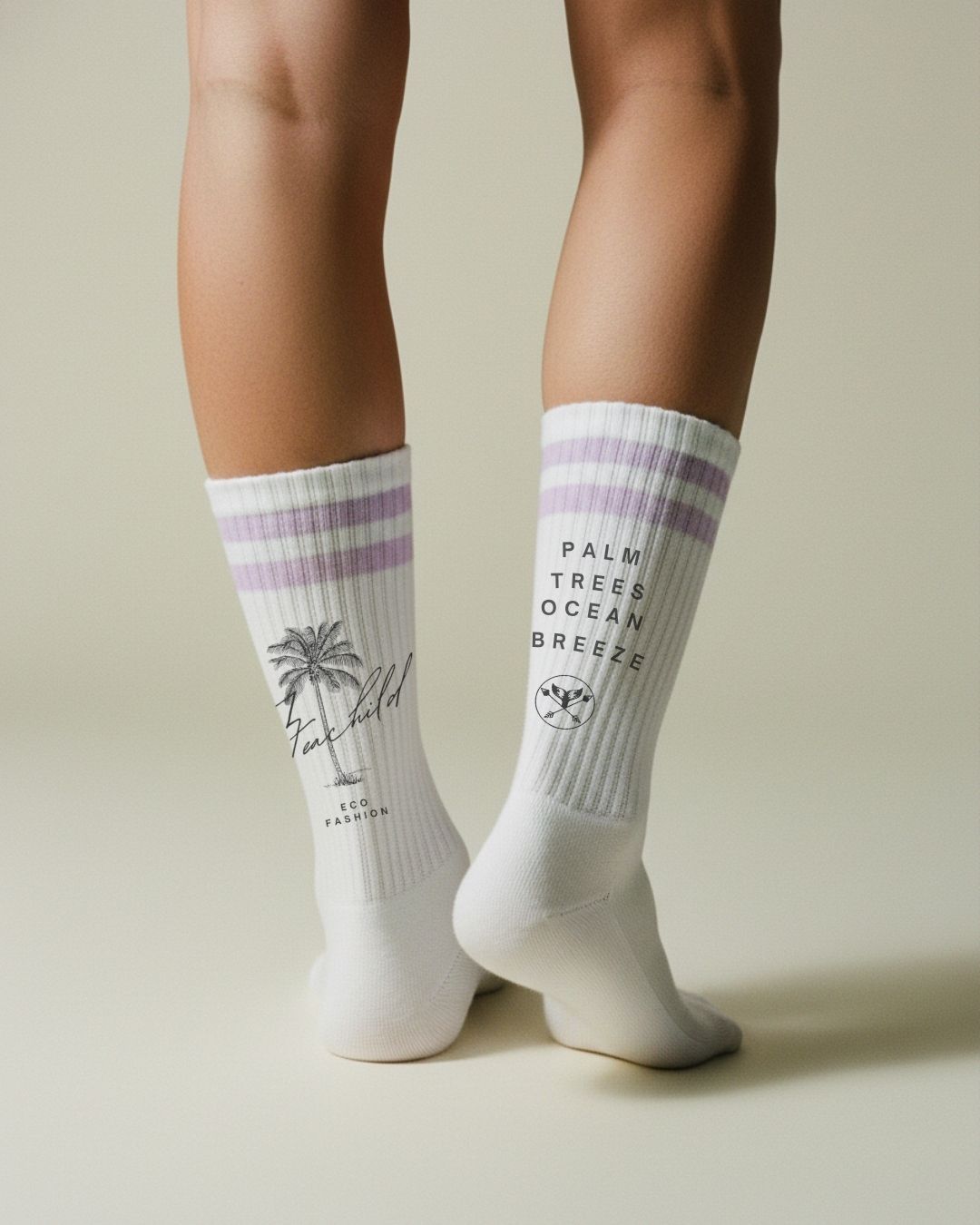 Palm Breeze - Sportsocken gestreift in flieder - weiß