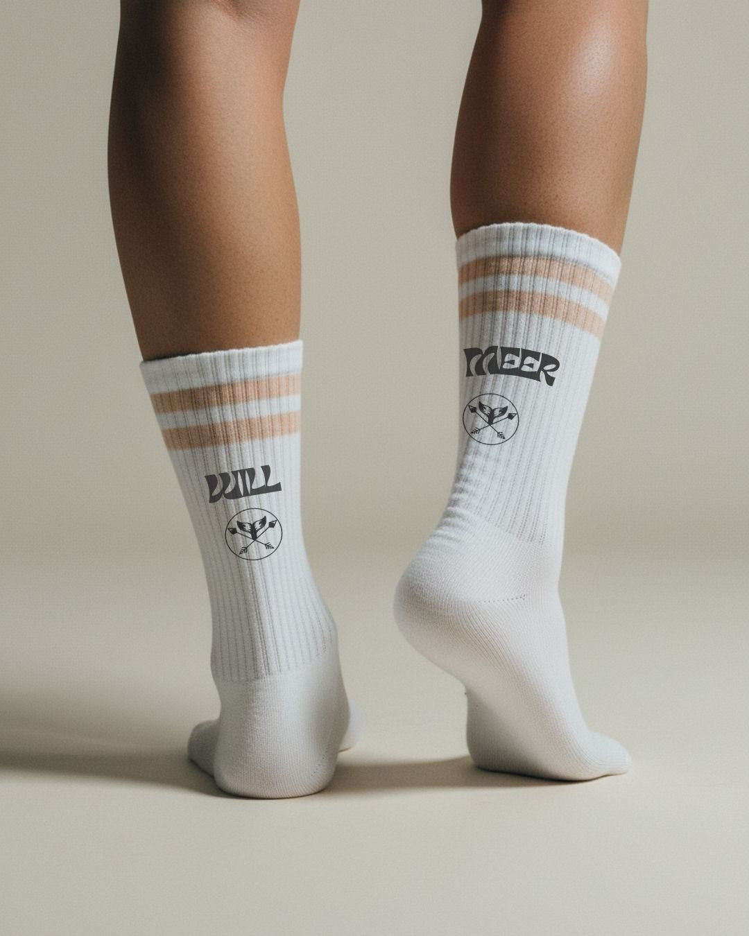 Will Meer - Sportsocken gestreift in peach - weiß