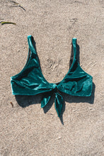 Velvet bikini top with a bow in petrol - recycled - Zeachild - fair - bio - vegan - organic - environmentally friendly