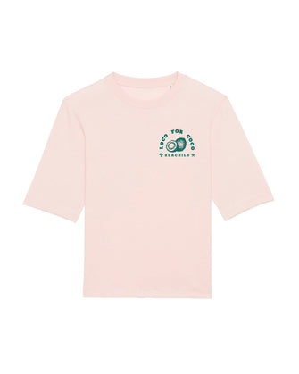 "A stylish and sustainable organic cotton light pink women's shirt with a cute and subtle 'Loco for Coco' print on the chest. The shirt is perfect for those who appreciate eco-friendly fashion and a touch of playful design. The organic cotton Das Material is soft and gentle against the skin, while the relaxed fit offers all-day comfort.The light pink color adds a feminine touch, making it a great addition to any casual outfit.